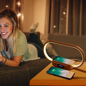1 Set lampada da scrivania a LED dimmerabile Touch Control comodino lampada da lettura con comodino di ricarica Wireless orologio di ricarica - Product Image 4