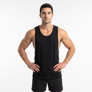 Men Gym Fitness <b>Stringer</b> Tank Top Scoop Neck Bodybuilding Trainer <b>Vest</b> Top Cotton Men Workout Wear Breathable <b>Stringer</b> <b>Vest</b> - Product Image 3