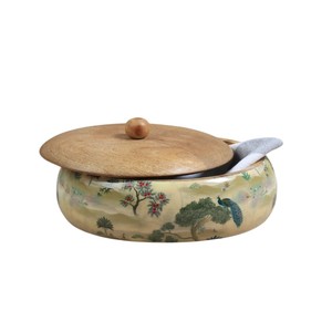 Modern Handcrafted Mango Wood Roti Box with Floral Enamel Printed Lid Eco-Friendly Hot Pot Casserole for Dining <b>Table</b> Storage - Product Image 5