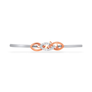 Two-Tone Infinity Love Diamond Bangle <b>Bracelet</b> in Rose & <b>White</b> Gold - Product Image 2