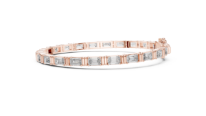 LUXURY LAB GROWN EMERALD DIAMOND TENNIS BRACELET DUAL LOCK SET IN 18KT SOLID <b>ROSE</b> GOLD FOR GIFTING PARTY WEAR EVERYDAY WEAR - Product Image 3