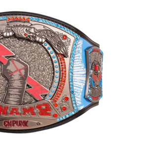 Cinturón de Campeonato WWE de CM Punk, Personalizable, de Alta Calidad, Rojo y Azul, Cinturón Deportivo Personalizado, Ediciones de Colección - Product Image 4