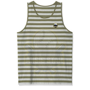 Men Striped O-Neck Knitted Tank Top Casual Style Embroidery Logo Front Sleeveless <b>Vest</b> Green Gray - Product Image 6