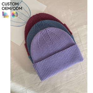 Mens cuffed beanie <b>hat</b> cotton classic knit style custom logo OEM ODM support for private label production - Product Image 4
