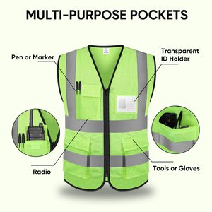 <b>Construction</b> Safety Reflective Safety Vests for Men Women High Visibility Vest with Pockets Mesh Fabric Apparel Neon <b>Work</b> Vest - Product Image 2