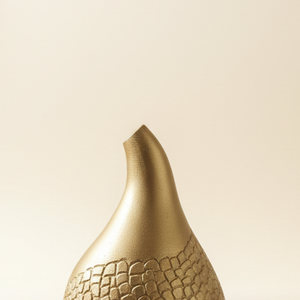 Vase à fleurs texturé en or mat de luxe moderne, forme de poire abstraite, décoration d'intérieur, vase décoratif pour salon, bureau - Product Image 3