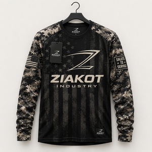 เสื้อยืดแขนยาว ZIAKOT รุ่นใหม่ ลายพรางสีดำ สำหรับผู้ชาย ออกแบบเพื่อการรำลึกถึงการรับใช้ชาติ - Product Image 1