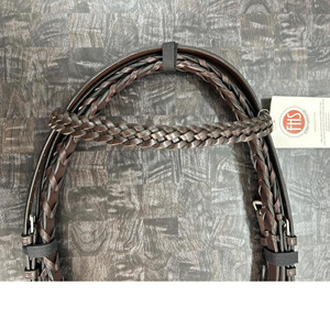 FHS de Alta Calidad para Brida, Riendas y Muserola de Cuero Trenzado de 25 mm de Ancho con Hebillas de Acero Inoxidable, Color Negro para Montar a Caballo - Product Image 2