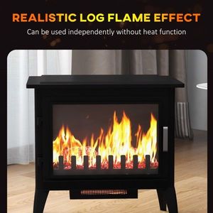 Caminetto Elettrico Autoportante da 24 Pollici con Fiamma Realistica, 1000W/1500W, Temperatura Regolabile, Nero - Per Uso Domestico - Product Image 3