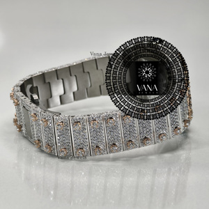 VANA JEWELS Two Tone Iced Out Moissanite <b>Watch</b> <b>Men</b> VVS Diamond <b>Watch</b> Stainless Steel Luxury Hip Hop <b>Wrist</b> <b>watch</b> - Product Image 3