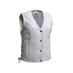 Chaleco de cuero 100% genuino para hombre, estilo diamante con caja de cuero de 9.1 mm, chaleco de moto. - Product Image 4