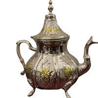 Juego de 3 cafeteras árabes Dallah de metal dorado pulido para servir té, leche, vajilla, cafetera Dallah a los mejores precios