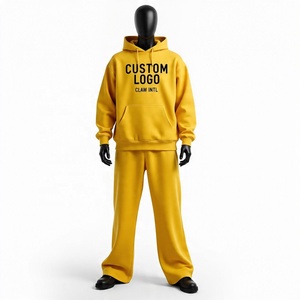 Wholesale Heavyweight Cotton Blank Baggy <b>Zip</b> up Hoodies Sweatsuits Unisex Sets Logo Custom Streetwear 500 Gsm Tracksuit - Product Image 2