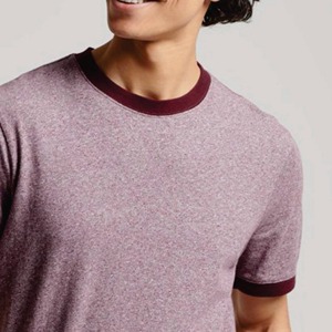 T-shirt à manches courtes pour homme avec bordure foncée, coupe classique, jersey décontracté en coton, col rond, couleur unie - Product Image 4
