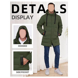 <b>Men's</b> Winter Coat <b>Long</b> Puffer <b>Jacket</b> Warm Hooded Quilted <b>Jacket</b> Parka Outerwear Insulated Cold Weather Layered Casual Winter - Product Image 5