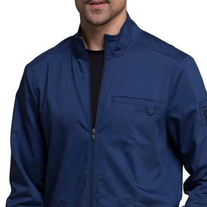 Blouse médicale extensible personnalisée marine pour homme – Uniforme d'hôpital pour adulte en polyester, rayonne et élasthanne - Product Image 4