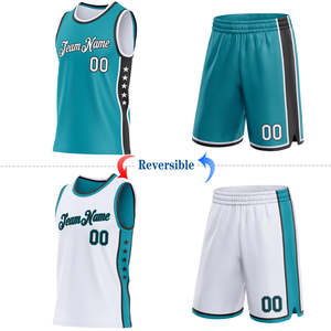 Ensemble d'uniformes de basketball réversibles au design le plus récent, maillot et short en mesh à séchage rapide, tenue d'entraînement personnalisée pour équipe, fournisseur OEM/ODM - Product Image 2