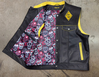 Gilet de motard en cuir perforé style SOA avec col à revers