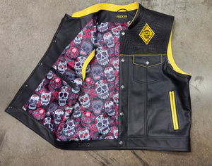 SOA Style Perforated Leather Biker Vest with Banded Collar - Product Image 3