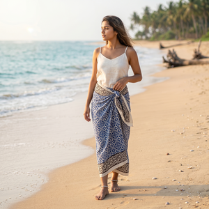 Wholesale Floral Hand Block Printed Sarong <b>Shawl</b> Print Beach Pareo Lightweight Cotton Boho Travel <b>Wrap</b> Eco-Friendly Boho Sarong - Product Image 1