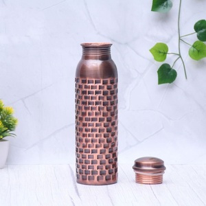 Premium <b>Copper</b> <b>Drinking</b> <b>Bottle</b> With Durable Body For Everyday Water Storage At Home Office Gym School Travel And Fitness - Product Image 3