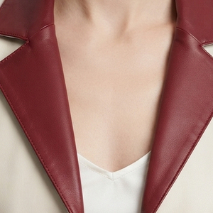 Women Long Sleeve <b>Leather</b> <b>Blazer</b> Coat Ladies Side Pockets <b>Leather</b> Women's Office Wear <b>Leather</b> Coat - Product Image 4