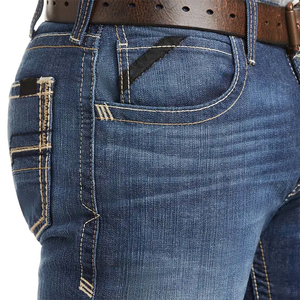 Jeans en denim bleu foncé coupe classique pour homme, pour un usage quotidien décontracté, streetwear et vêtements à marque privée - Product Image 6