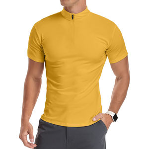 <b>Men's</b> High Quality Plain <b>T</b> <b>Shirt</b> Quick Dry Breathable Knitted Fabric with Custom Logo Printing Solid Pattern Zip Closure <b>T</b>-<b>Shirt</b> - Product Image 4