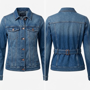 Chaqueta de Mezclilla de Algodón Tejido Premium para Mujer, 390 GSM, Ecológica, Lavado Azul Vintage, Paneles Desgastados, Ajuste Personalizado, Logotipo Impreso - Product Image 6