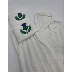 High-Quality Traditional Scottish Thistle Design <b>White</b> Kilt Hose <b>Socks</b> Top Selling Factory Supplies 2026 - Product Image 2