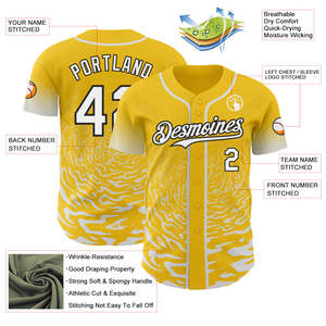 Professional Custom Sublimated Baseball Jersey Yellow Camouflage Pattern Short Sleeve Unisex Adult Breathable Team Apparel - Product Image 3