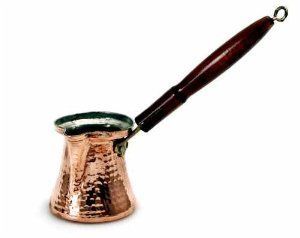 Vintage Brass Turkish Coffee <b>Pot</b> Cezve with Wooden Handle for Traditional Coffee Making - Product Image 4
