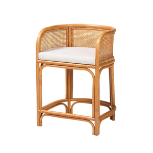 Wholesale Natural Rattan Kitchen Counter <b>Stools</b> With Backrest & Removable Cushion for Dining Room Bar Restaurant from Vietnam - Product Image 3