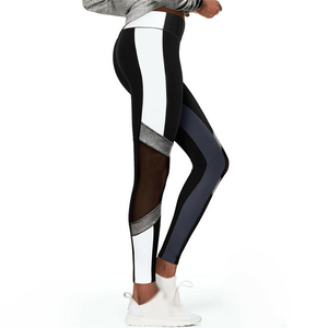 Women Wide Waist Belt Yoga Leggings Letter Print <b>Mesh</b> Patchwork Fitness & Workout Leggings XS–XL Activewear - Product Image 3