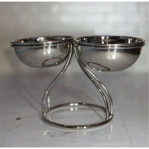 Bol à fruits moderne en verre transparent avec support en fil chromé, vaisselle décorative, saladier pour la maison, les fêtes et les mariages - Product Image 2