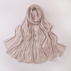 Hijab scintillant pour femmes, châle d'été léger et tendance en modal et soie froissée avec organza orné de strass - Product Image 3