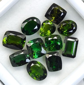 Turmalina Verde, Gema Suelta de 20 Quilates, Corte Ovalado Natural, Pleocroica, Lote de 11 Piezas, Suministro al por Mayor para Fabricación de Joyería - Product Image 1