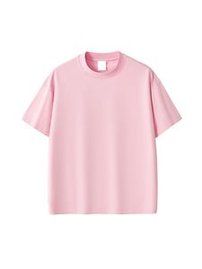 Camiseta de algodón rosa para hombre, cuello redondo, manga corta, corte regular, diseño casual con letras, antipilling, diseño liso. - Product Image 1