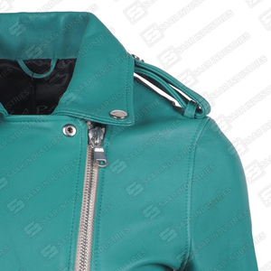 Veste de moto en cuir véritable pour femme, coupe slim, style motard, automne-hiver, imperméable, coupe-vent, mode, streetwear, OEM - Product Image 5