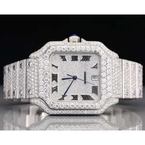 Montre élégante au design raffiné, sertie de diamants Moissanite de clarté VVS, entièrement incrustée de diamants, pour hommes et femmes - Product Image 5