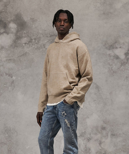 Sweat à capuche oversize en molleton français délavé à l'acide 100% coton, coupe ample et épaisse pour homme - Product Image 4