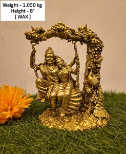Handcrafted Brass Radha Krishna <b>Statue</b> Color Stone Inlay <b>Religious</b> Home Temple Decor Gift Figurine - Product Image 3