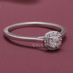 IGI Certified Cushion Cut Diamond Halo Solitaire <b>Ring</b> in 9KT Yellow / Rose & White Gold - Product Image 6