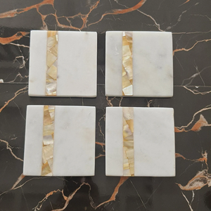 Sous-verre rond en marbre vert écologique de luxe, nouveau design, style antique, 1 pièce avec incrustation en laiton, épaisseur 8 mm, diamètre 100 mm, vente en gros - Product Image 1