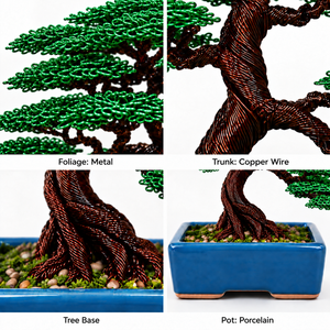 Árbol Bonsái de Arce Hecho a Mano con Alambre de Cobre en Maceta de Porcelana, Decoración Ecológica para el Hogar y Regalo Corporativo - Product Image 2
