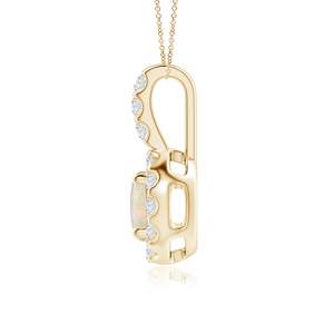 Pendentif en or pur 14 carats de haute qualité, fait main, avec opale et diamants certifiés IGI, serti d'une halo de diamants en barre - Product Image 2