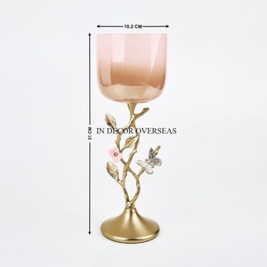 Support de bougie moderne en marbre blanc avec accents dorés, décoration de centre de table pour la maison et l'hôtel, accessoires d'éclairage en provenance d'Inde - Product Image 3