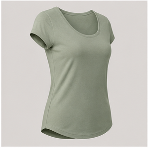 เสื้อยืดสตรีสีเขียวเซจคอกลมแขนสั้นทรงเข้ารูป WTS-0003 - Product Image 3