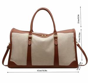 Sac de voyage en toile et cuir, fermeture éclair, imperméable, pour le week-end, grande capacité, haute qualité, LCTB-0091 - Product Image 3
