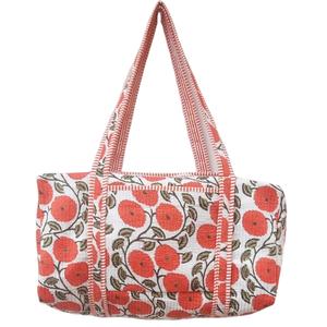 À la mode Floral main bloc imprimé sac de sport spacieux léger coton sac de voyage Machine matelassé pliable Boho Weekender - Product Image 1